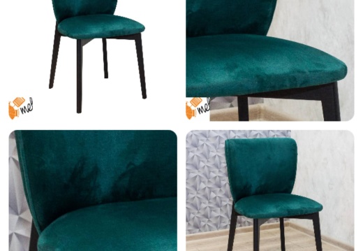 Krzesło tapicerowane butelkowa zieleń nogi czarne